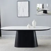 Chambly Dining Table - White & Black, Sintered Stone alternate view