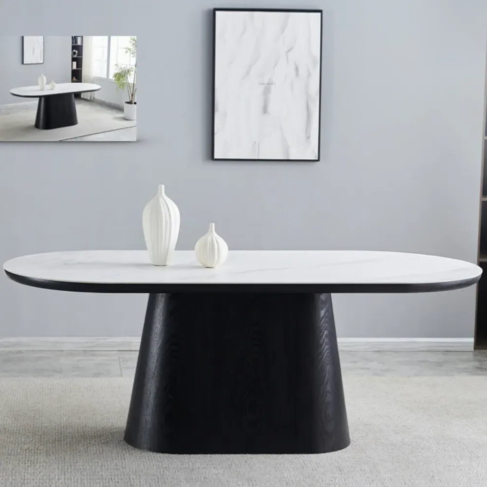 Chambly Dining Table - White & Black, Sintered Stone product