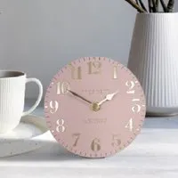 Chantilly Small Mantel Clock - Blush Pink, Metal