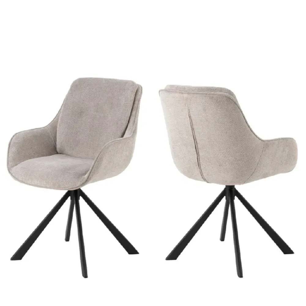 Chanute Dining Chairs with Swivel Base - Sand, Fabric (Pair) product
