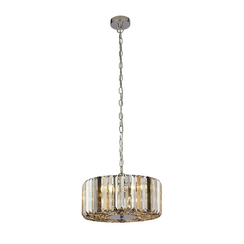 Chapeau 3 Light Crystal Shade Pendant Light - Chrome image