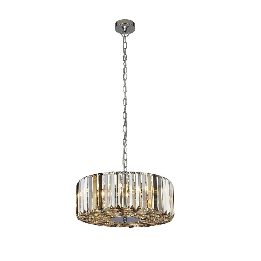 Chapeau 4 Light Crystal Shade Pendant Light - Chrome