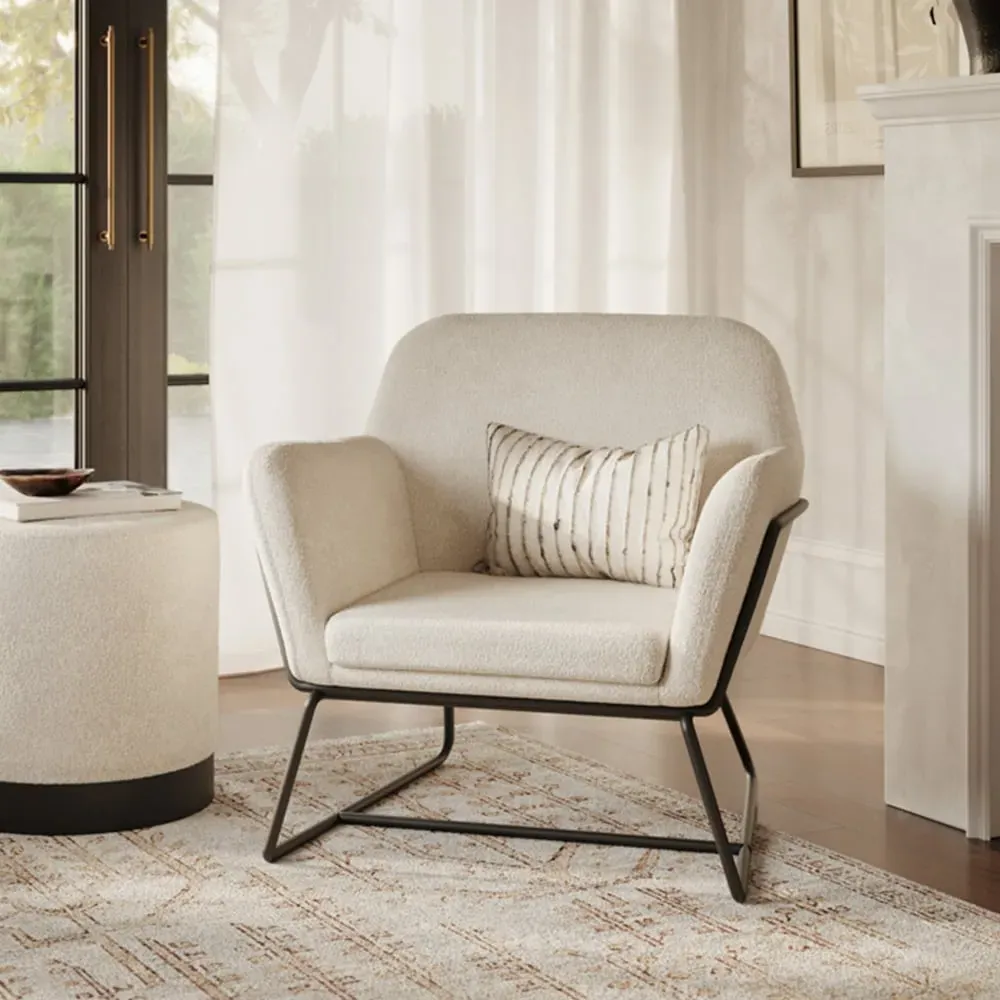 Charles Fabric Armchair with Black Frame - Ivory image