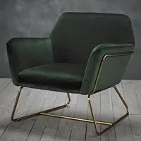 Charlies Velvet Armchair with Gold Frame - Racing Green