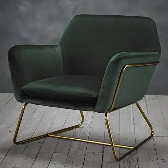 Charlies Velvet Armchair with Gold Frame - Racing Green image