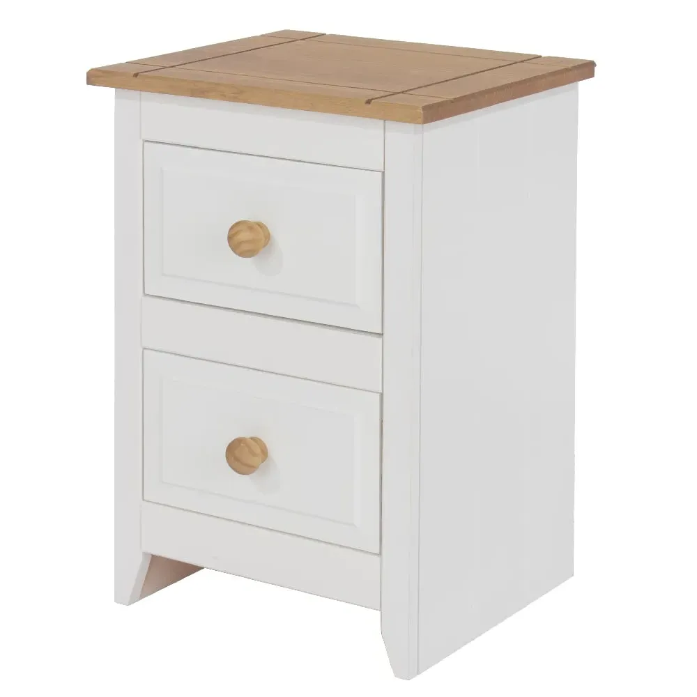 Chatfield 2 Drawer Bedside Cabinet - White, Oak image