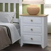 Chatfield 3 Drawer Bedside Cabinet - White, Oak