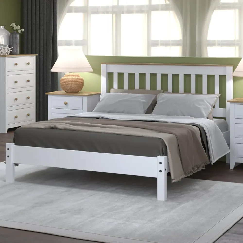 Chatfield Double Bed Frame - White, Oak