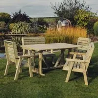 Chatham Garden Dining Set with 2 Benches 2 Chairs - Natural