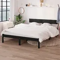 Chavez King Size Bed Frame - Black, Pinewood