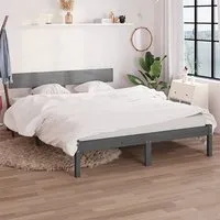 Chavez King Size Bed Frame - Grey, Solid Pinewood alternate view
