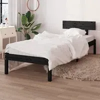 Chavez Single Bed Frame - Black, Pinewood