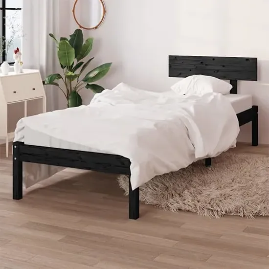Chavez Single Bed Frame - Black, Pinewood