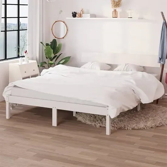 Chavez Small Double Bed Frame - White, Pinewood