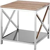 Chaw Square Lamp Table - Oak, Stainless Steel
