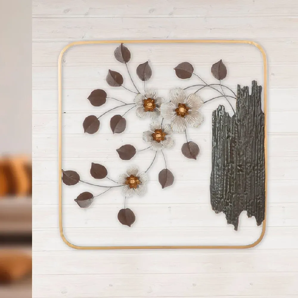 Cheam Cherry Blossom Wall Art - Brown & Cream, Metal product