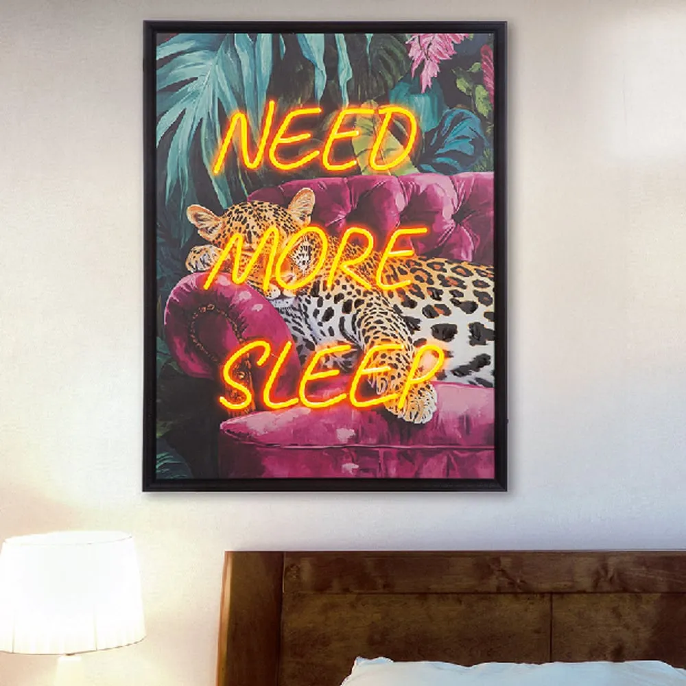 Cheam Need More Sleep LED Canvas Wall Art - Multicoloured product