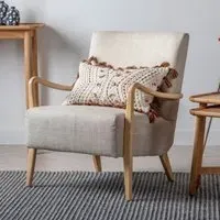 Chedworth Fabric Armchair with Wooden Frame - Natural