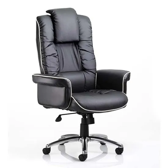 Chelsea Executive Office Chair with Headrest - Black, Leather