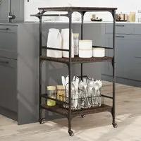 Cheney 2-Shelf Kitchen Trolley - Brown Oak