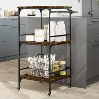 Cheney 2-Shelf Kitchen Trolley - Smoked Oak