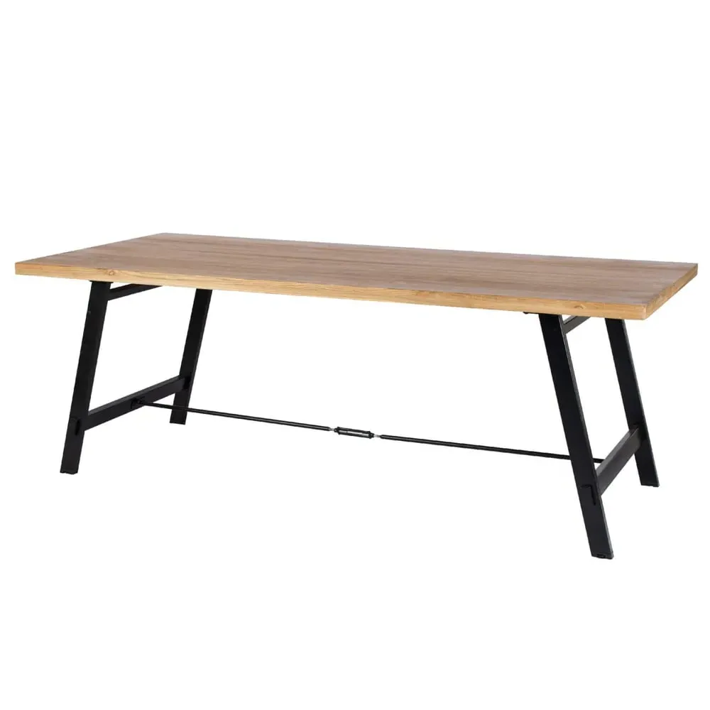 Cheney Large Dining Table with Black Metal Legs - Oak