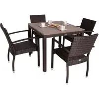 Cheney Rattan Outdoor Dining Table with 4 Arm Chairs - Black Brown