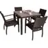 Cheney Rattan Outdoor Dining Table with 4 Arm Chairs - Black Brown