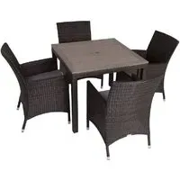 Cheney Rattan Outdoor Dining Table with 4 Chairs - Black Brown