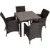 Cheney Rattan Outdoor Dining Table with 4 Chairs - Black Brown