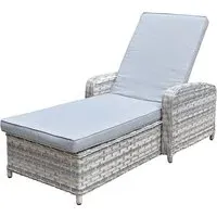 Chenja Sun Lounger with Reclining - Silver Grey, Rattan