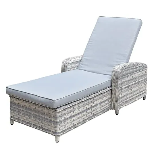 Chenja Sun Lounger with Reclining - Silver Grey, Rattan image