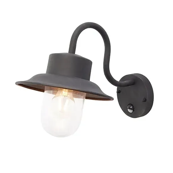 Chesham PIR Wall Light - Clear, Textured Black