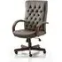 Chesterfield High Back Office Chair - Brown, Faux Leather
