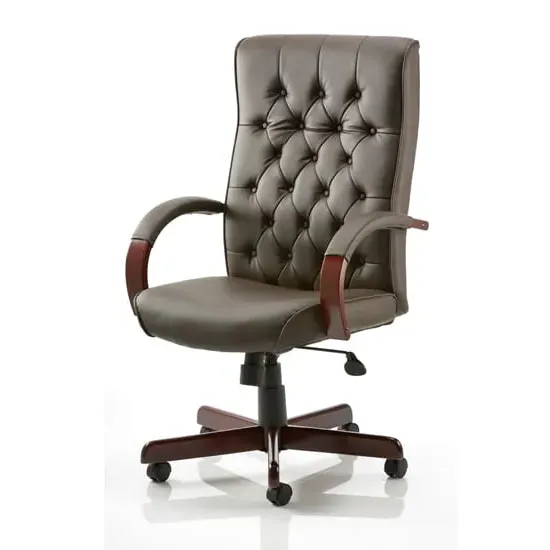 Chesterfield High Back Office Chair - Brown, Faux Leather image