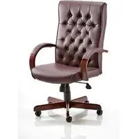 Chesterfield High Back Office Chair - Burgundy, Faux Leather