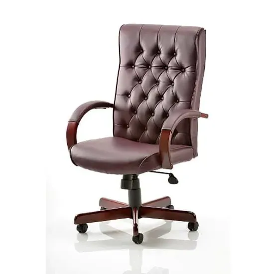 Chesterfield High Back Office Chair - Burgundy, Faux Leather image
