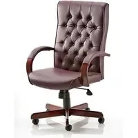 Chesterfield Office Chair with Arms - Burgundy, Leather