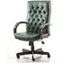 Chesterfield Office Chair with Arms - Green, Leather