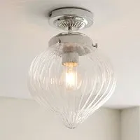 Cheston Ribbed Glass Flush Ceiling Light - Chrome
