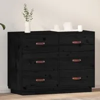 Cheta 6 Drawer Chest - Black, Pinewood