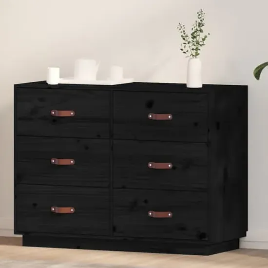 Cheta 6 Drawer Chest - Black, Pinewood image