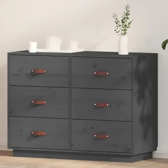 Cheta 6 Drawer Chest - Grey, Pinewood
