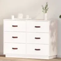 Cheta 6 Drawer Chest - White, Pinewood