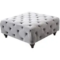 Chetek Square Ottoman with Deep Buttoning - Grey, Velvet