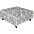Chetek Square Ottoman with Deep Buttoning - Silver, Velvet