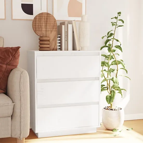 Chevis 3 Drawer Chest - White, Pinewood