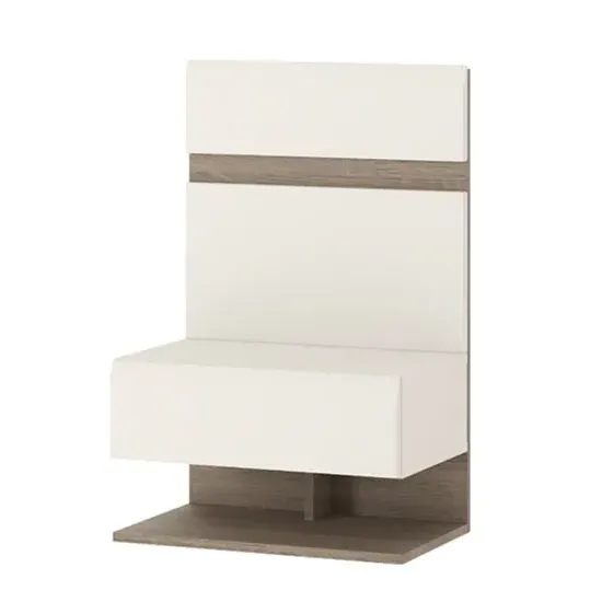Cheya High Gloss Bedside Cabinet with 1 Shelf - White, Truffle Oak