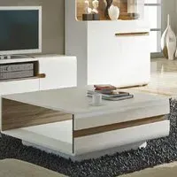 Cheya High Gloss Coffee Table - White, Oak