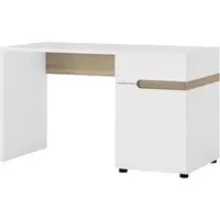 Cheya High Gloss Dressing Table with 1 Door - White, Truffle Oak